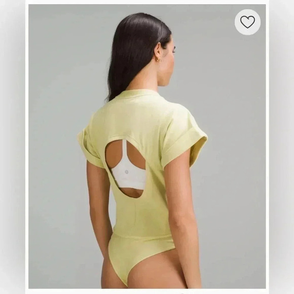 Lululemon Cotton T Shirt Bodysuit NWT Light Lime Green Open Back Women’s Small - Picture 7 of 12